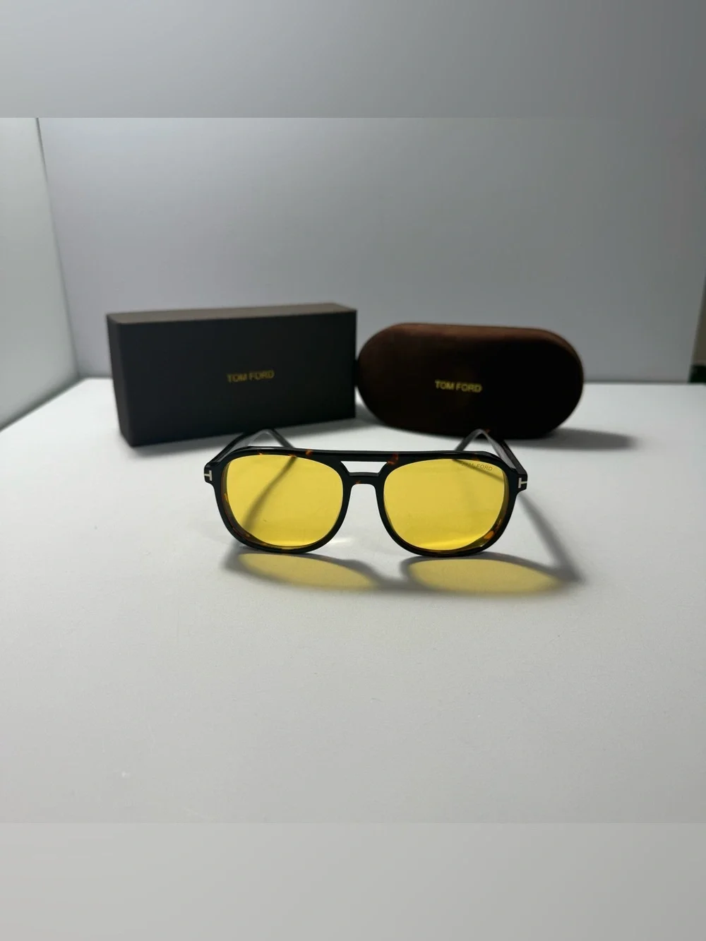 Tom Ford Women's Black Tortoiseshell Frame Yellow Lens Sunglasses